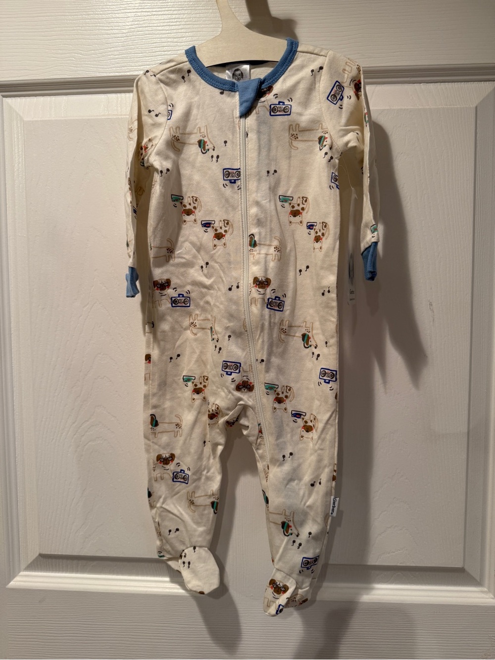 Gerber Cream One-Piece Footie Pajamas with Dog and Music Print 3-6M